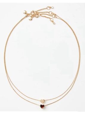 LOFT Gold-Tone Layered Necklace with Red Heart Charm